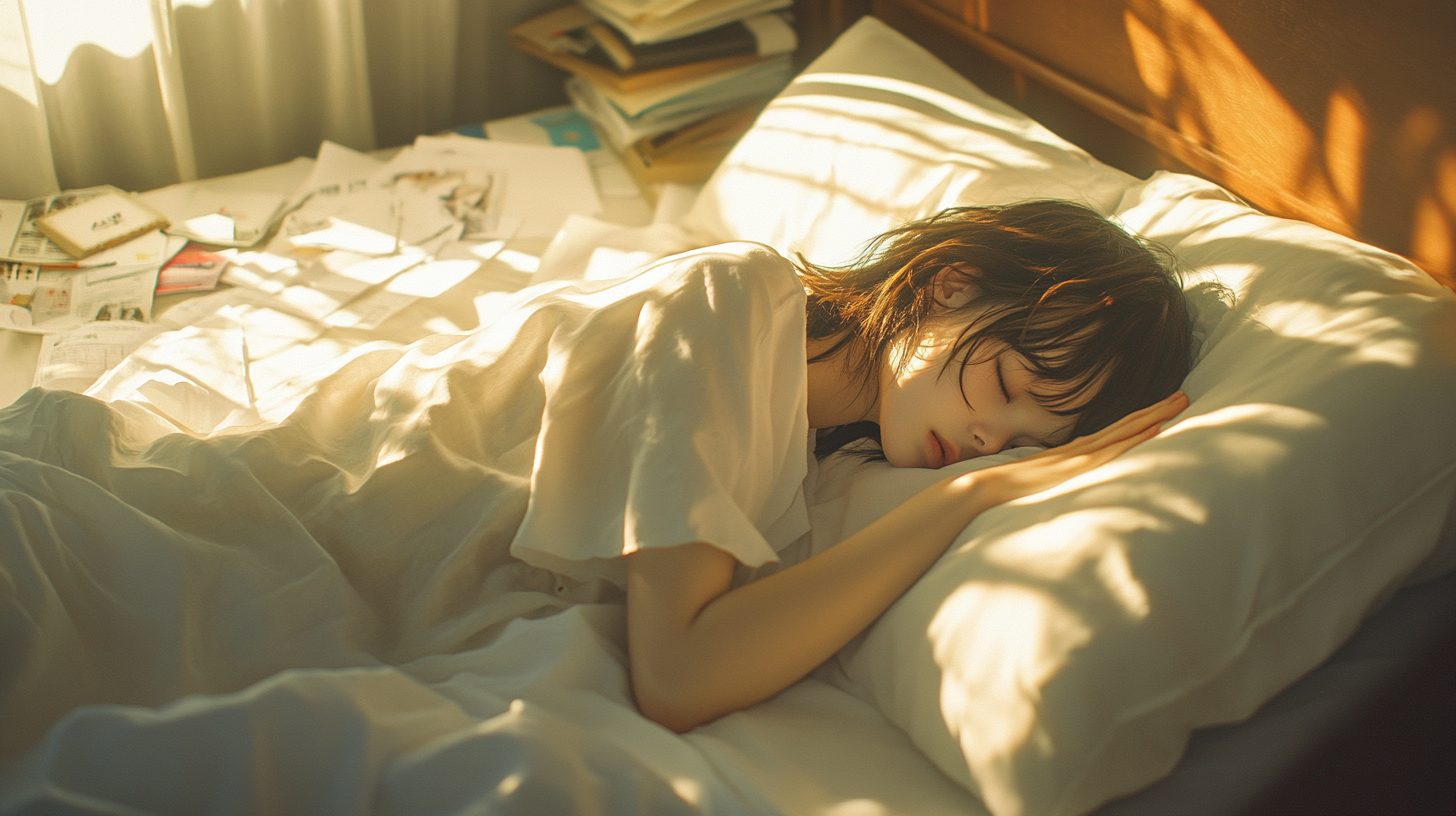 自分にピッタリのエマスリープマットレスで熟睡する女性