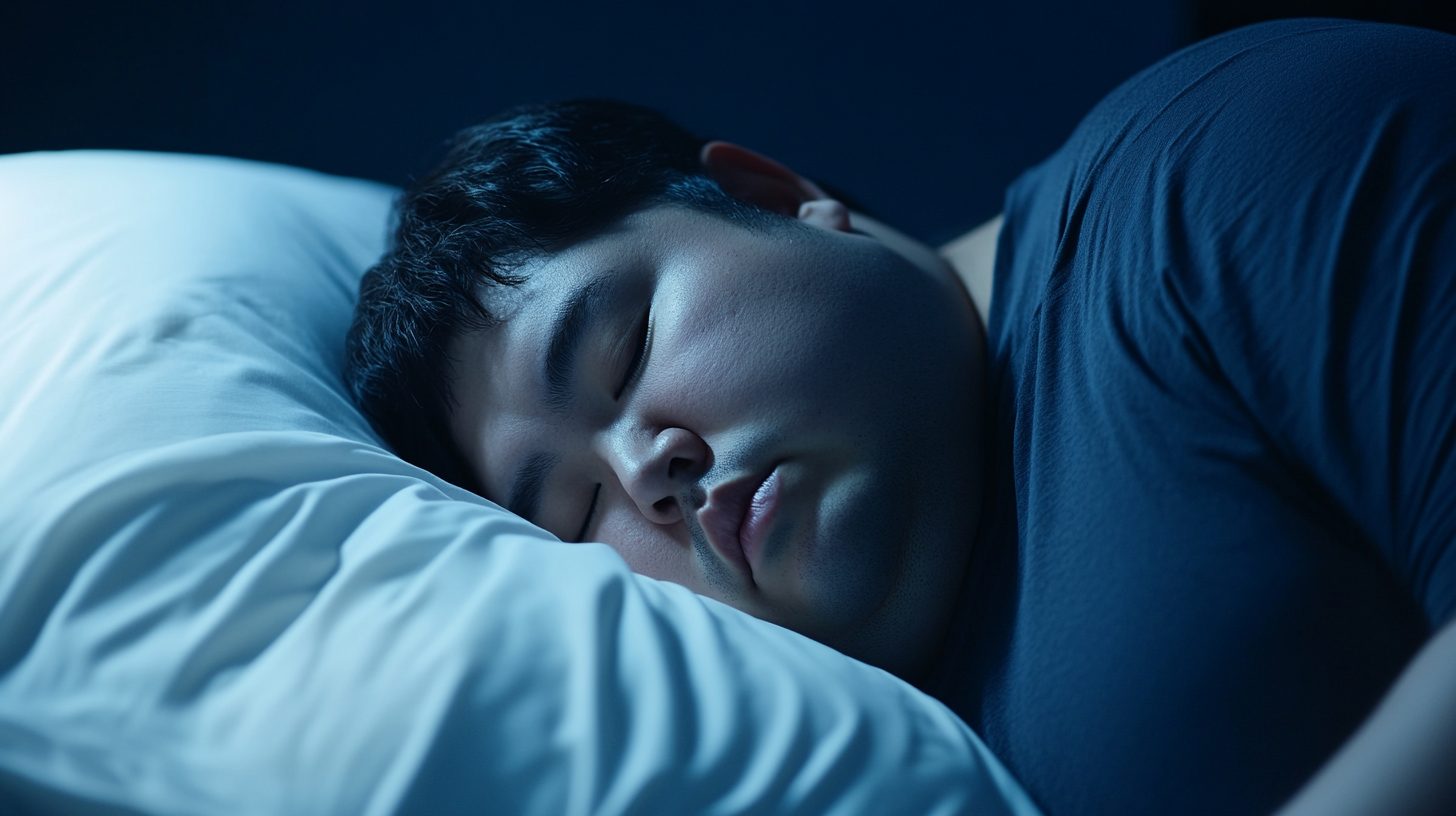 エマスリープのマットレスで熟睡する男性