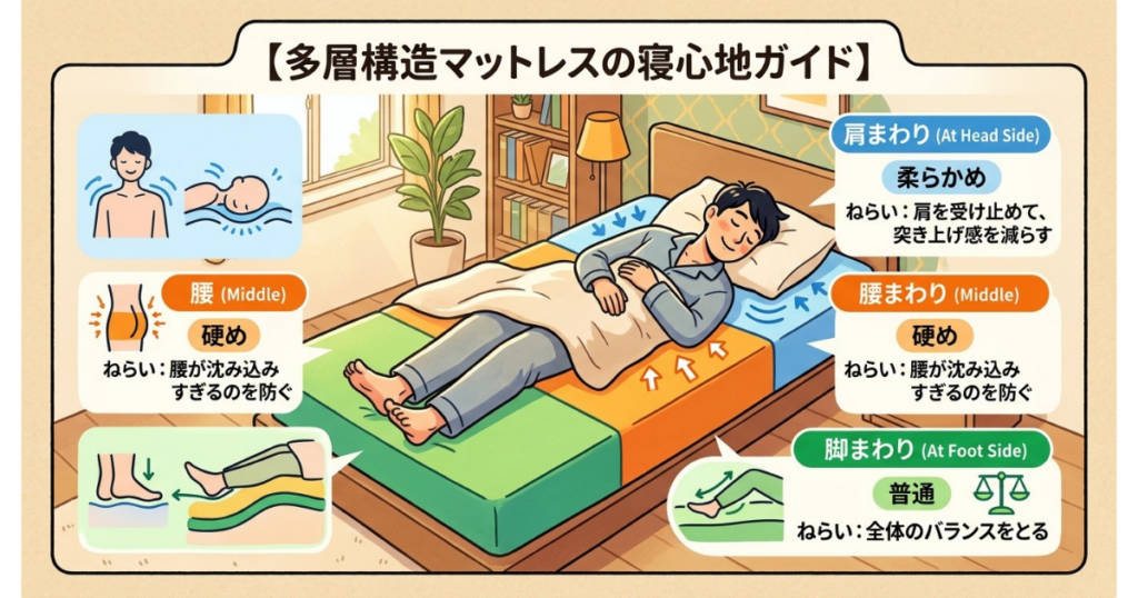 多層構造マットレスの寝心地の違い